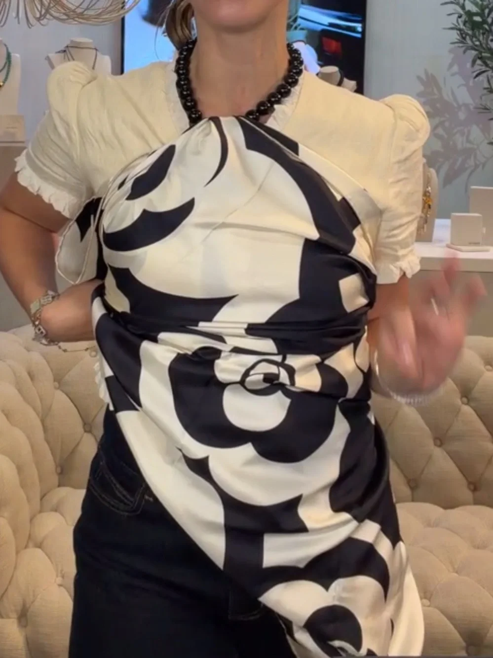 Carolina Lemke Nocturne Bloom Silk Scarf With Hand Rolled Edge